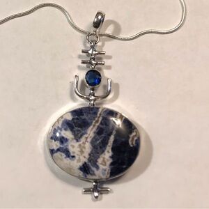 Sodalite Tanzanite Stamped 925 Sterling Silver Necklace